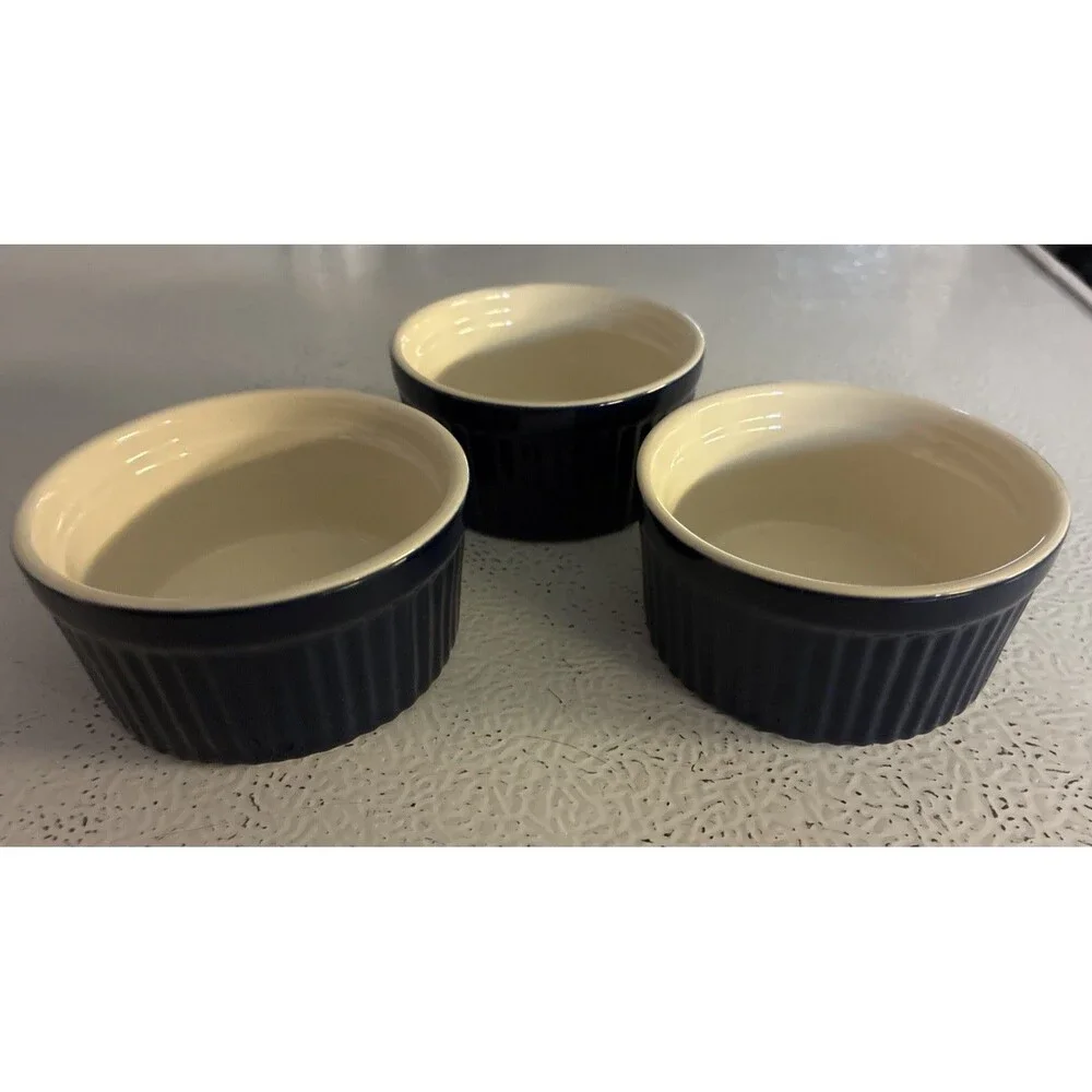 Kitchen Select Ramekins Small Stoneware Casserole Dish Set 3.5 2H Oven Cookware